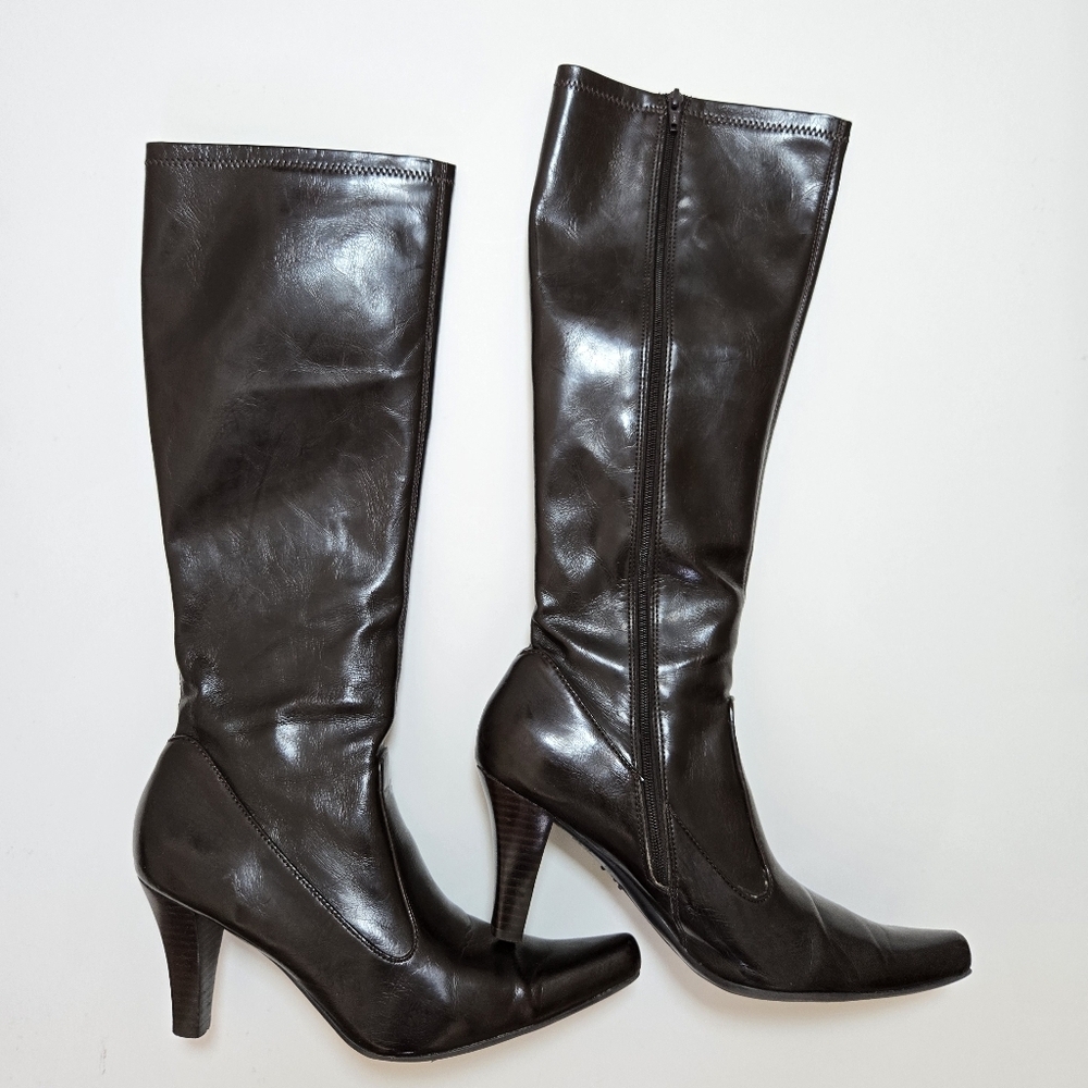 Franco Sarto Dark Brown Leather Heeled Size 8.5 - Picture 3 of 9